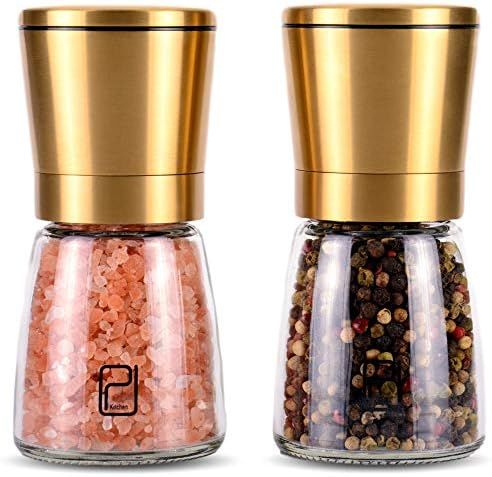 Gold Salt and Pepper Grinder Set - Golden Salt and Pepper Shaker Mill - Brass Pepper Grinders Refill | Amazon (US)