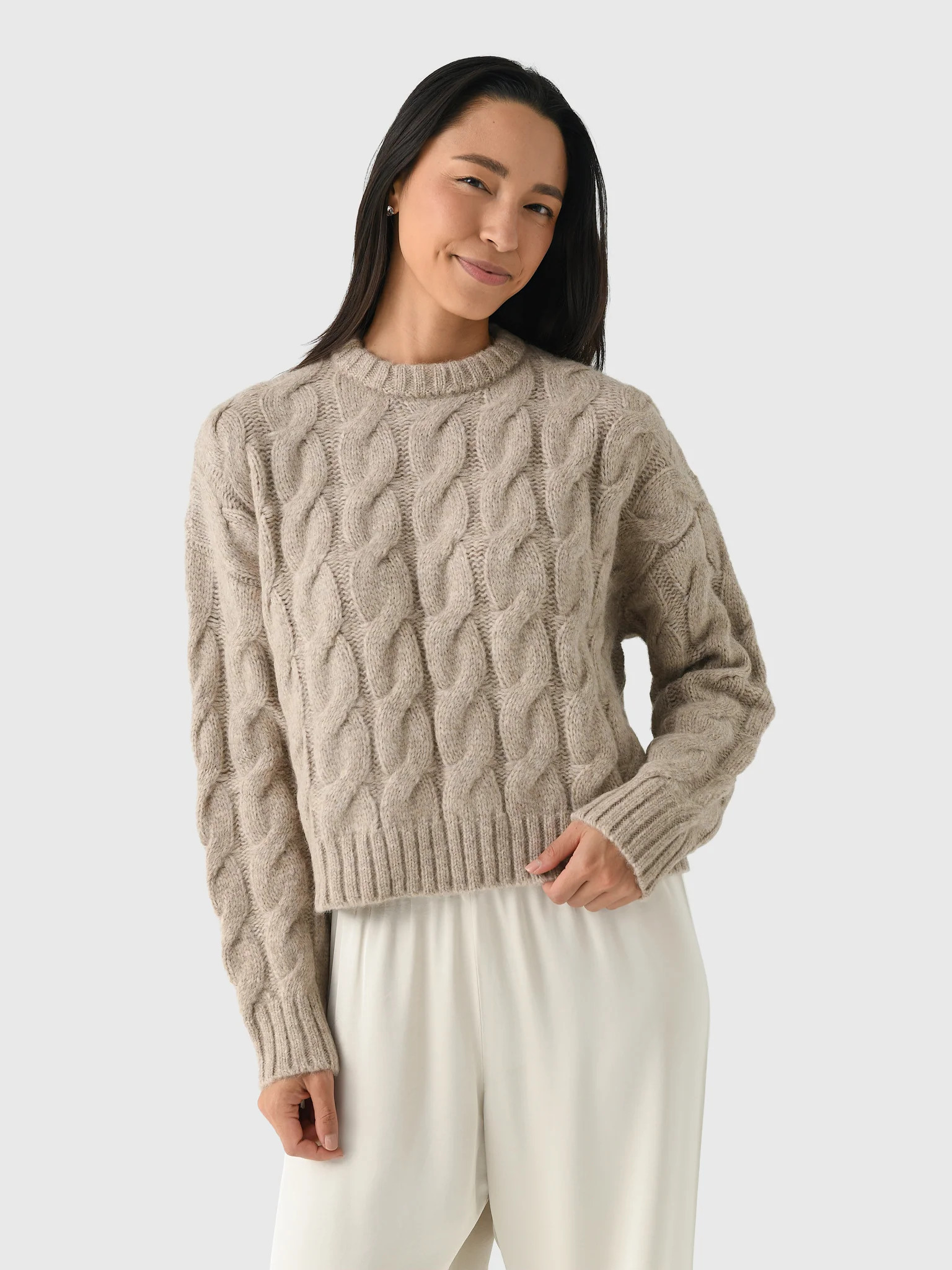 JENNI KAYNE
                      
                     Women's Serena Crewneck Cable Sweater | Saint Bernard