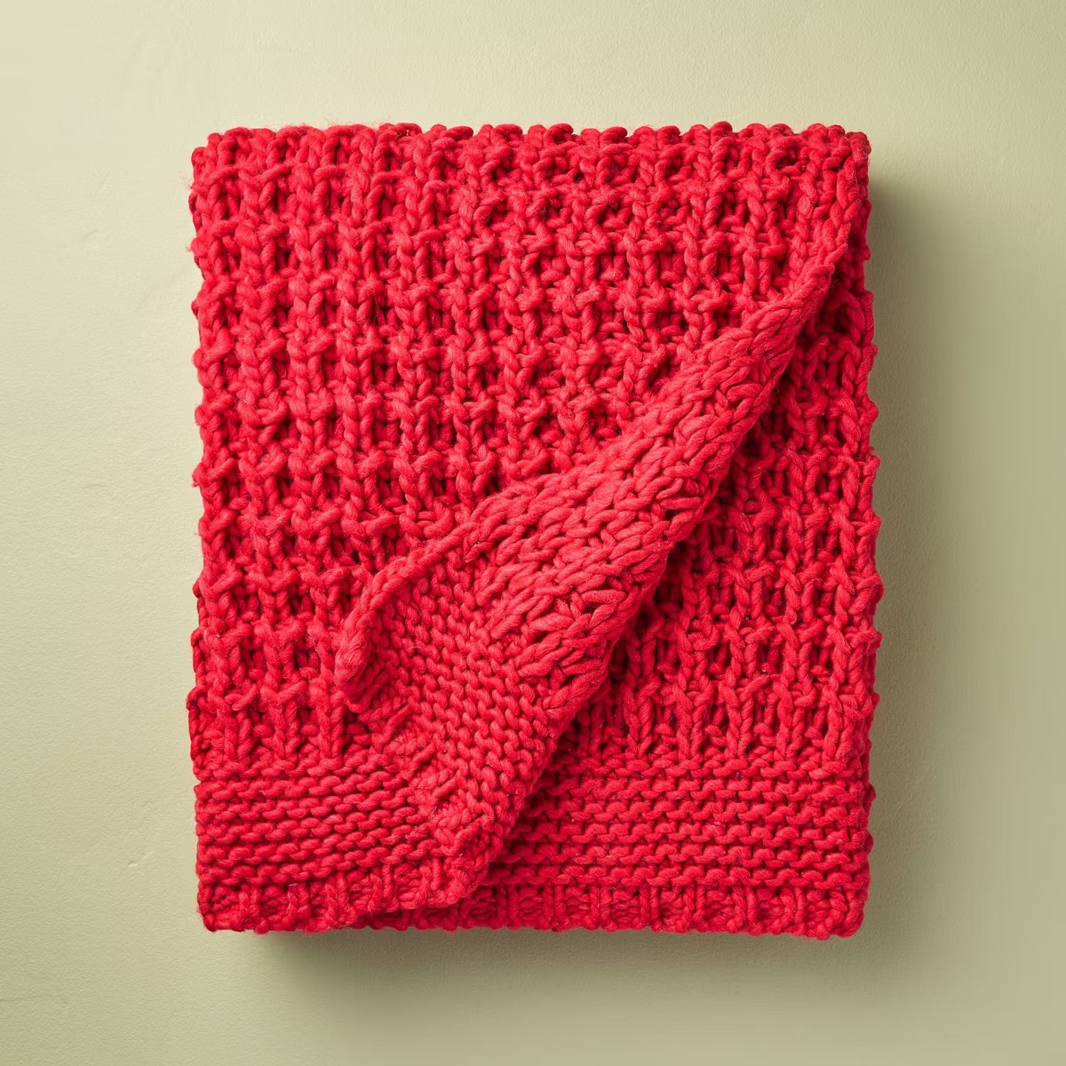 50"x60" Cable Knit Throw Blanket Red - Hearth & Hand™ with Magnolia | Target