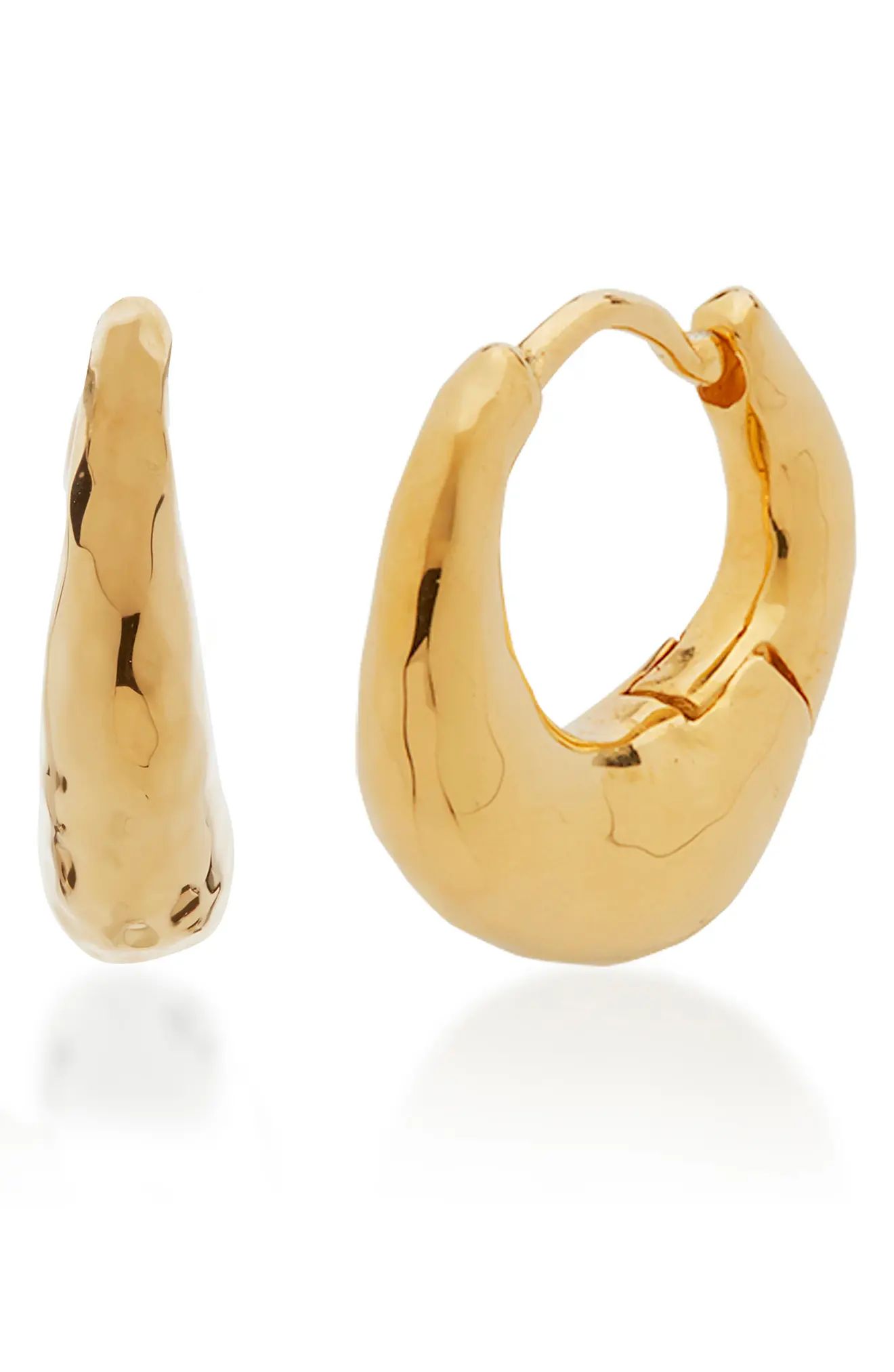 Monica Vinader Deia Huggie Hoop Earrings in Yellow Gold at Nordstrom | Nordstrom