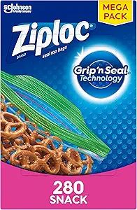Ziploc Snack Bags for On the Go Freshness, Grip 'n Seal Technology for Easier Grip, Open, and Clo... | Amazon (US)