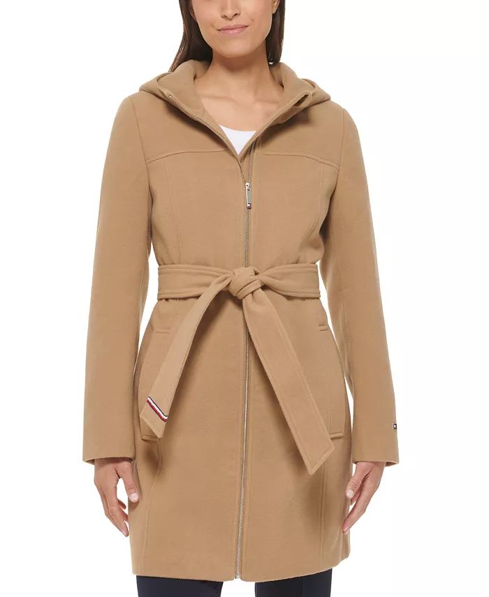 Women's Belted Hooded Coat | Macys (US)