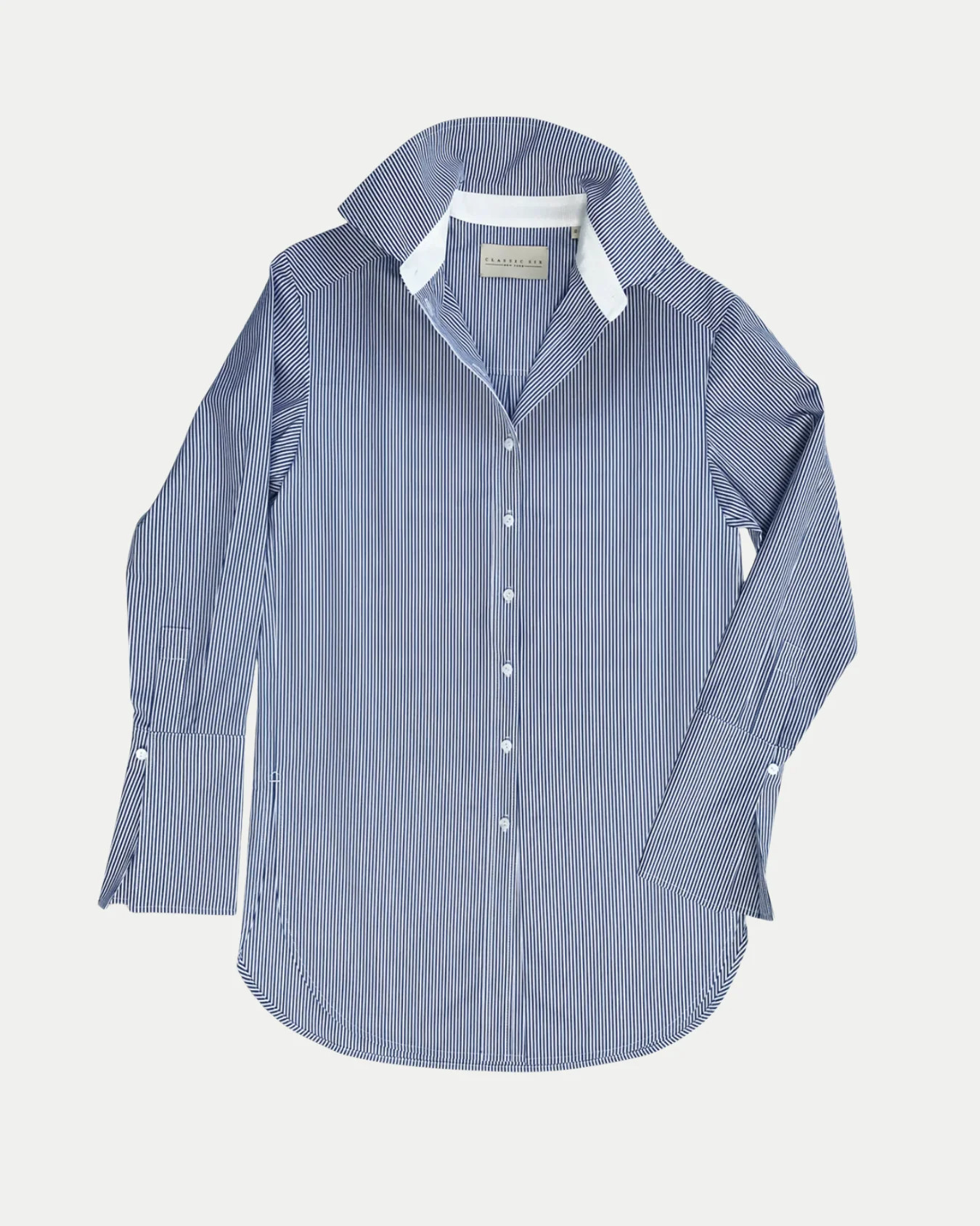 Donna Button-Down Shirt in Blue & White Stripe – Classic Six | Classic Six