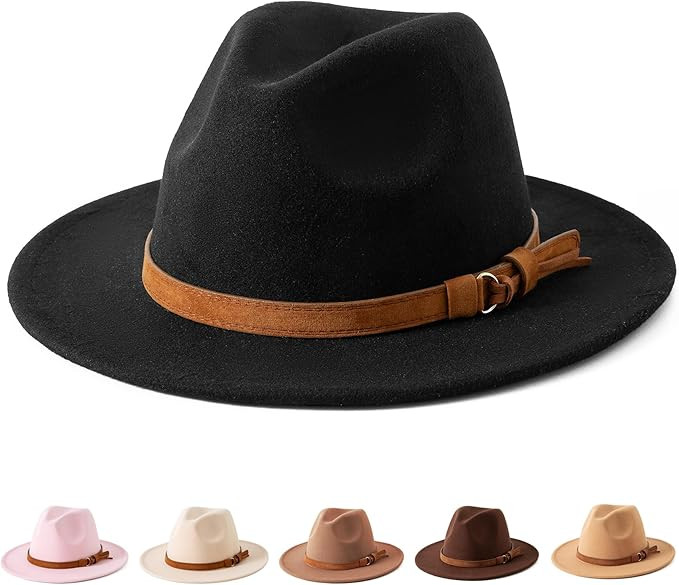 Jastore Kids Girls Boys Classic Wide Brim Bowknot Floppy Fedora Hat Wool Felt Bowler Cap | Amazon (US)