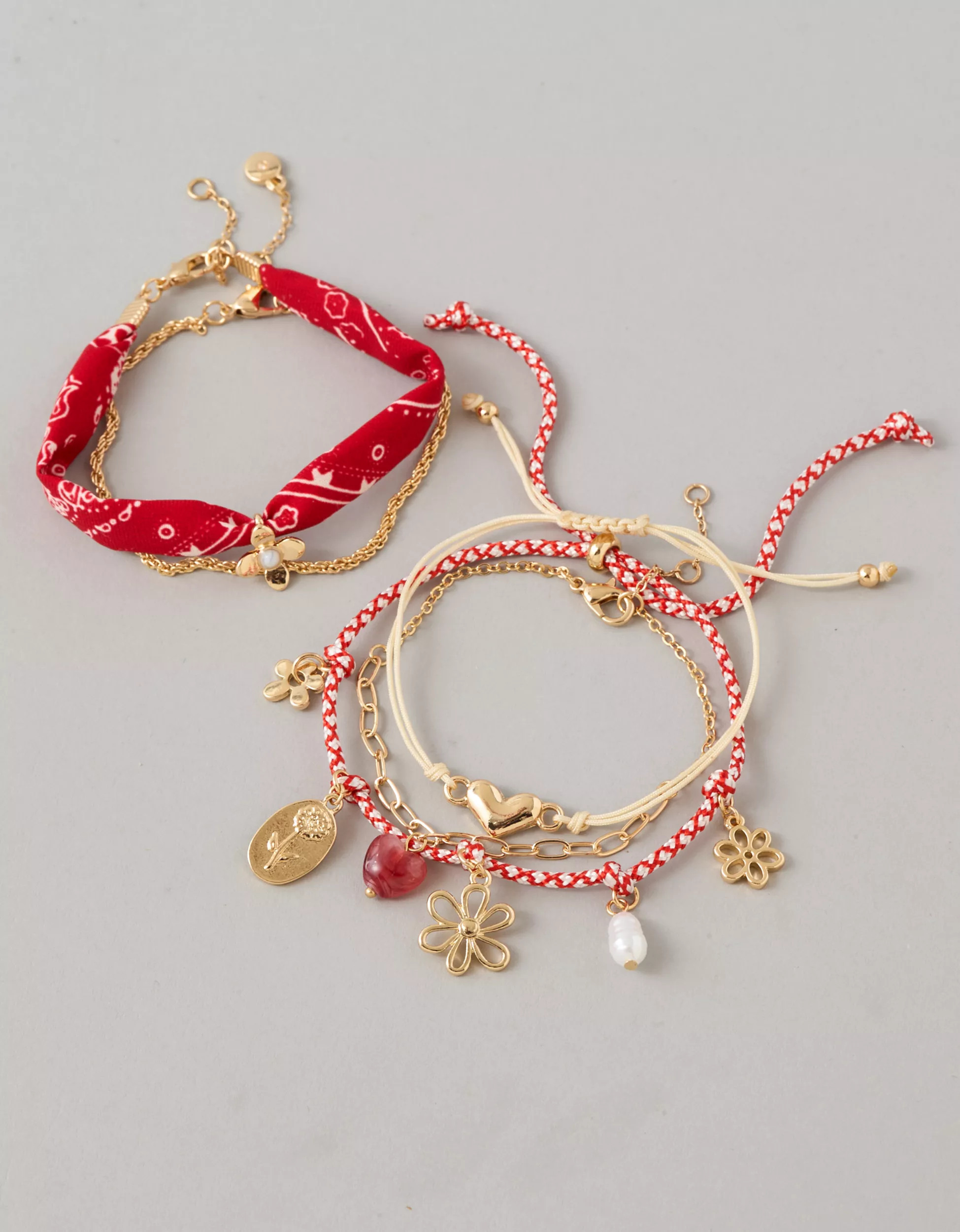 AE Red Bandana Bracelets 5-Pack | American Eagle Outfitters (US & CA)