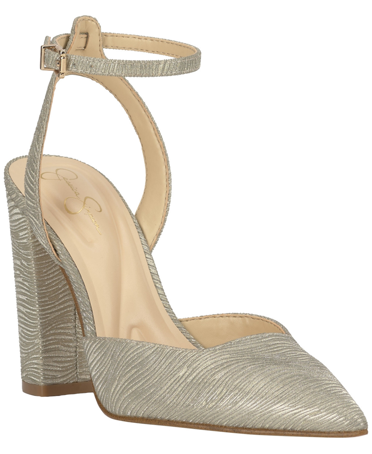 Jessica Simpson Women's Nazela Two-Piece Pointed-Toe Pumps - Light Gold Cascade Glitter | Macy's