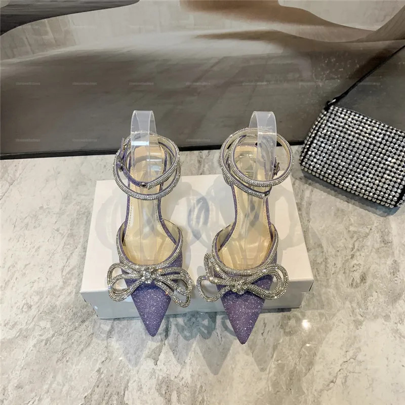 MACH Designer woman Dress Shoes Rhinestones Women Pumps Crystal Bowknot Satin Summer Lady Shoes G... | DHGate