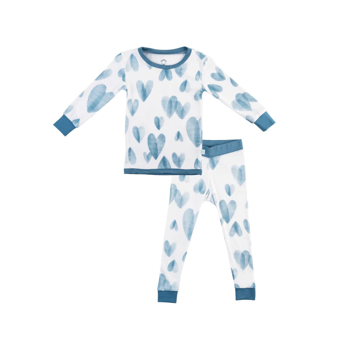 Toddler/Kids Bamboo Pajamas - Ocean Blue Hearts | Dreamland Baby