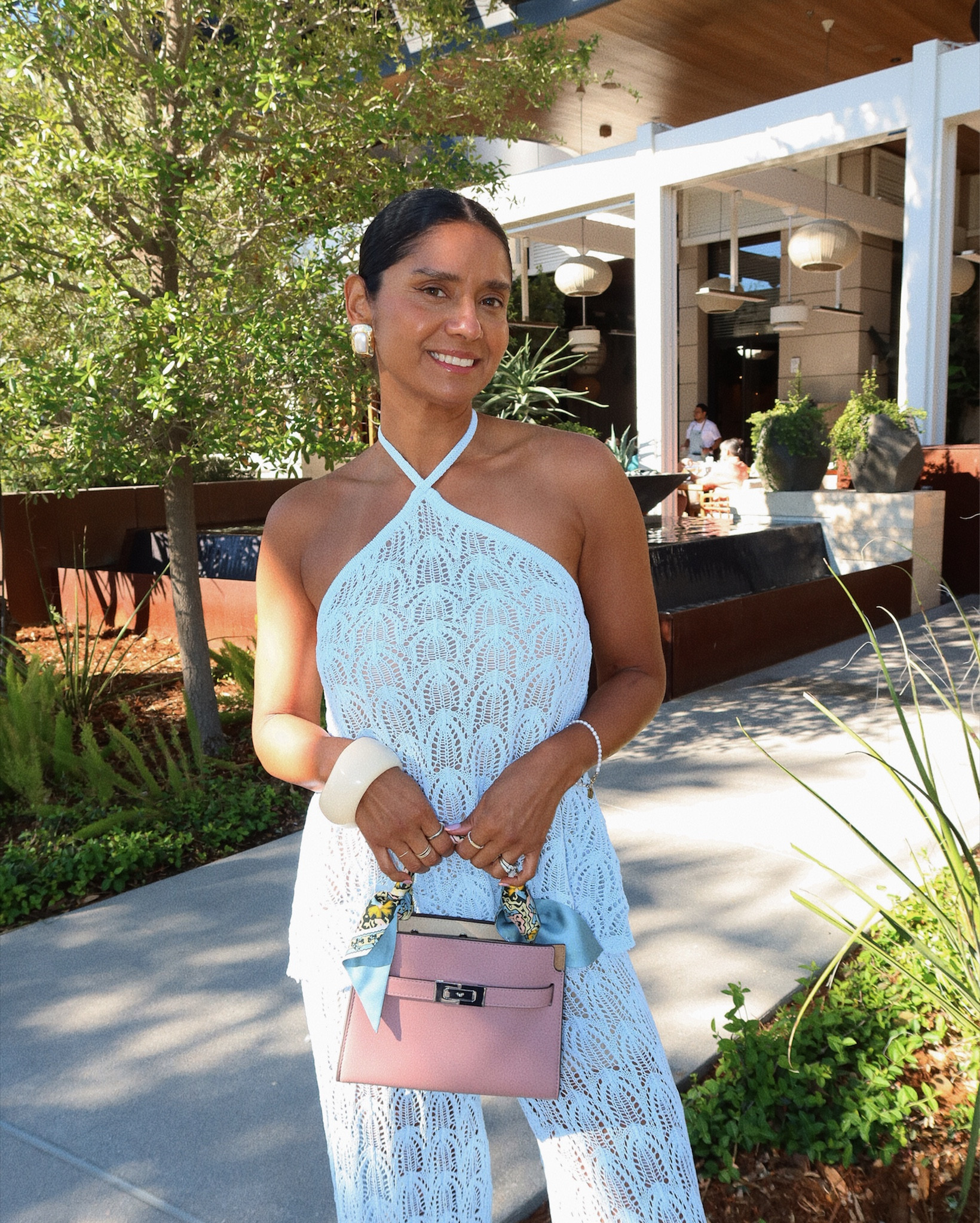 Easter outfit brunch look! Wearing Meshki set!