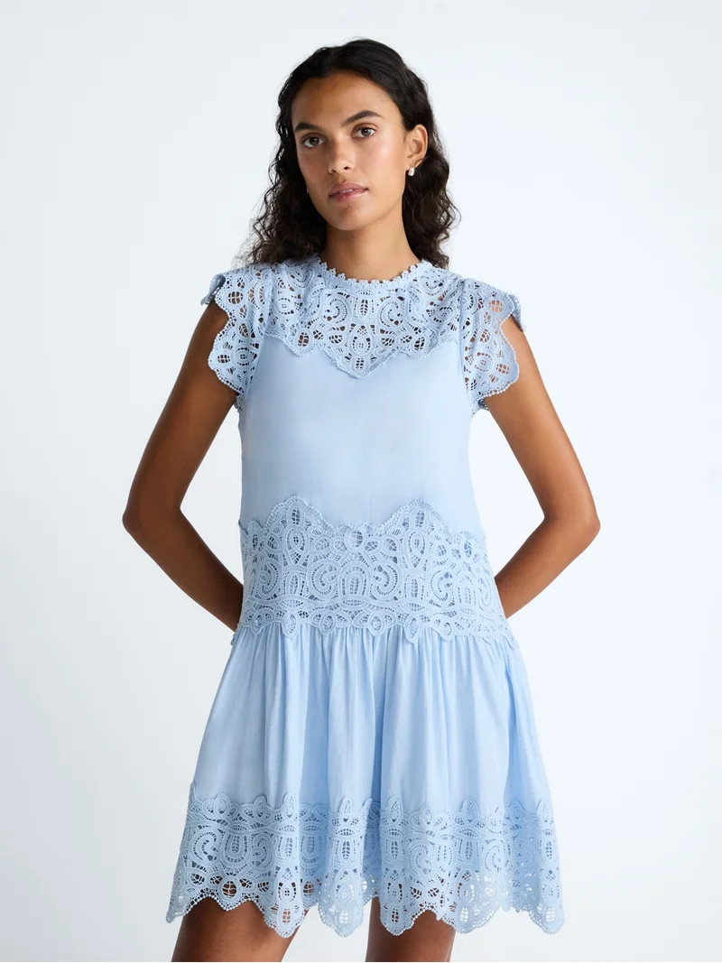 Scoop Women's and Women's Plus Crochet Mini Dress, Sizes XS-4X | Walmart (US)