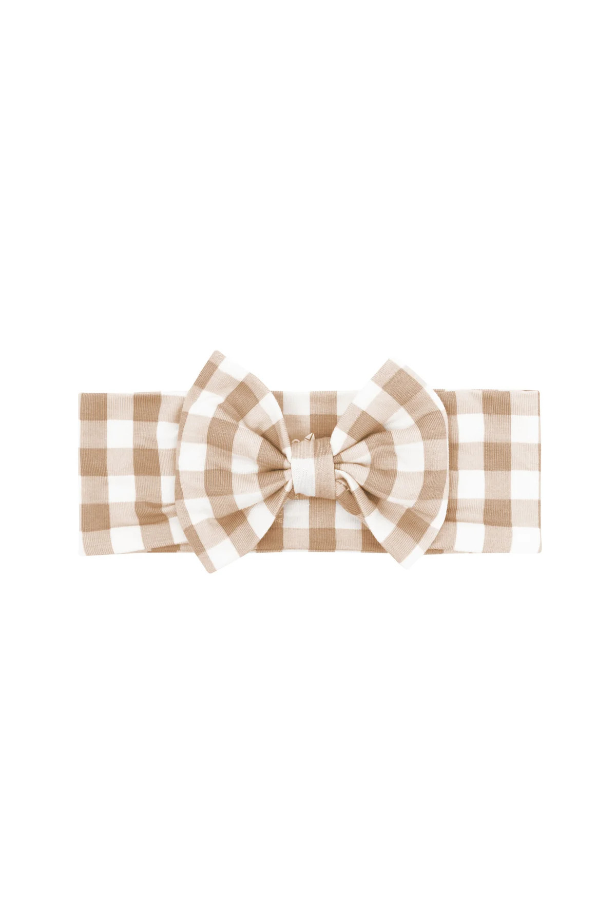 Bow Headband in Gingham Bisque | Kyte Baby