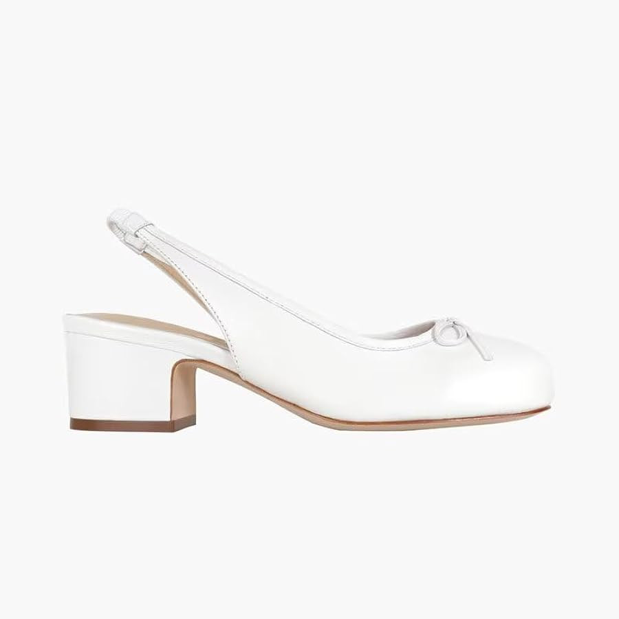 Agodor Slingback Heels for Women Ruched Satin Ballet Mary Jane Shoes with Bow Square Toe Ballerin... | Amazon (US)