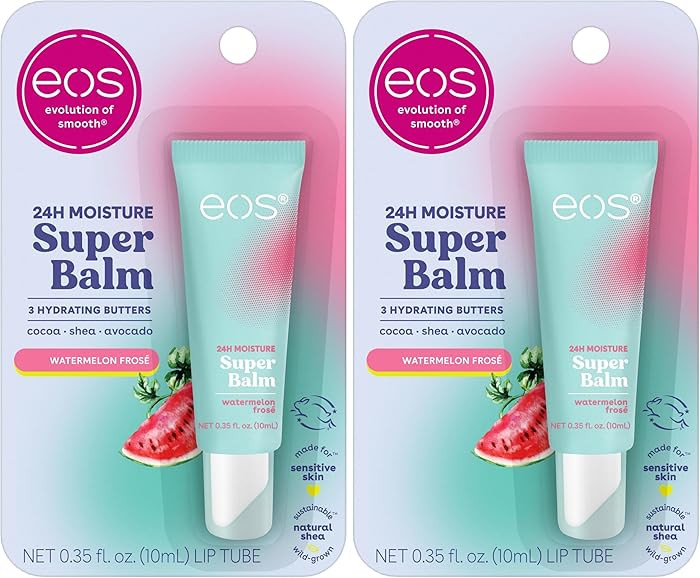 eos Lip Balm, 24H Moisture, Super Balm, Sensitive Skin | Watermelon Frosé | Lip Mask | Day or Ni... | Amazon (US)