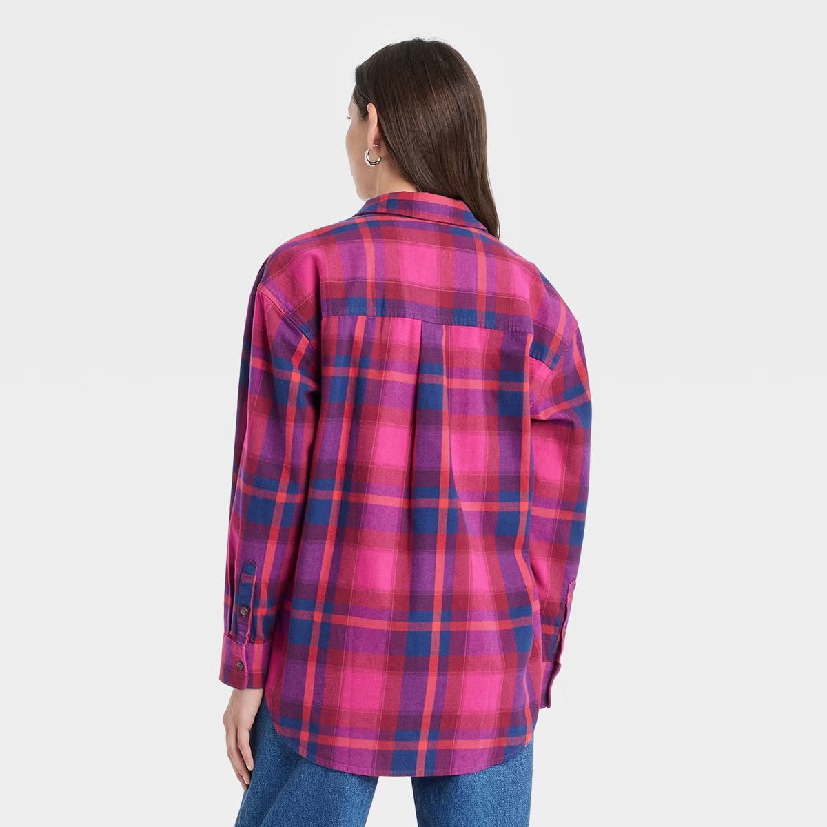 Women's Oversized Flannel Long Sleeve Collared Button-Down Shirt - Universal Thread™ | Target