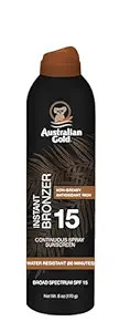 Australian Gold Continuous Spray Sunscreen with Instant Bronzer SPF 15, Immediate Glow & Dries Fa... | Amazon (US)