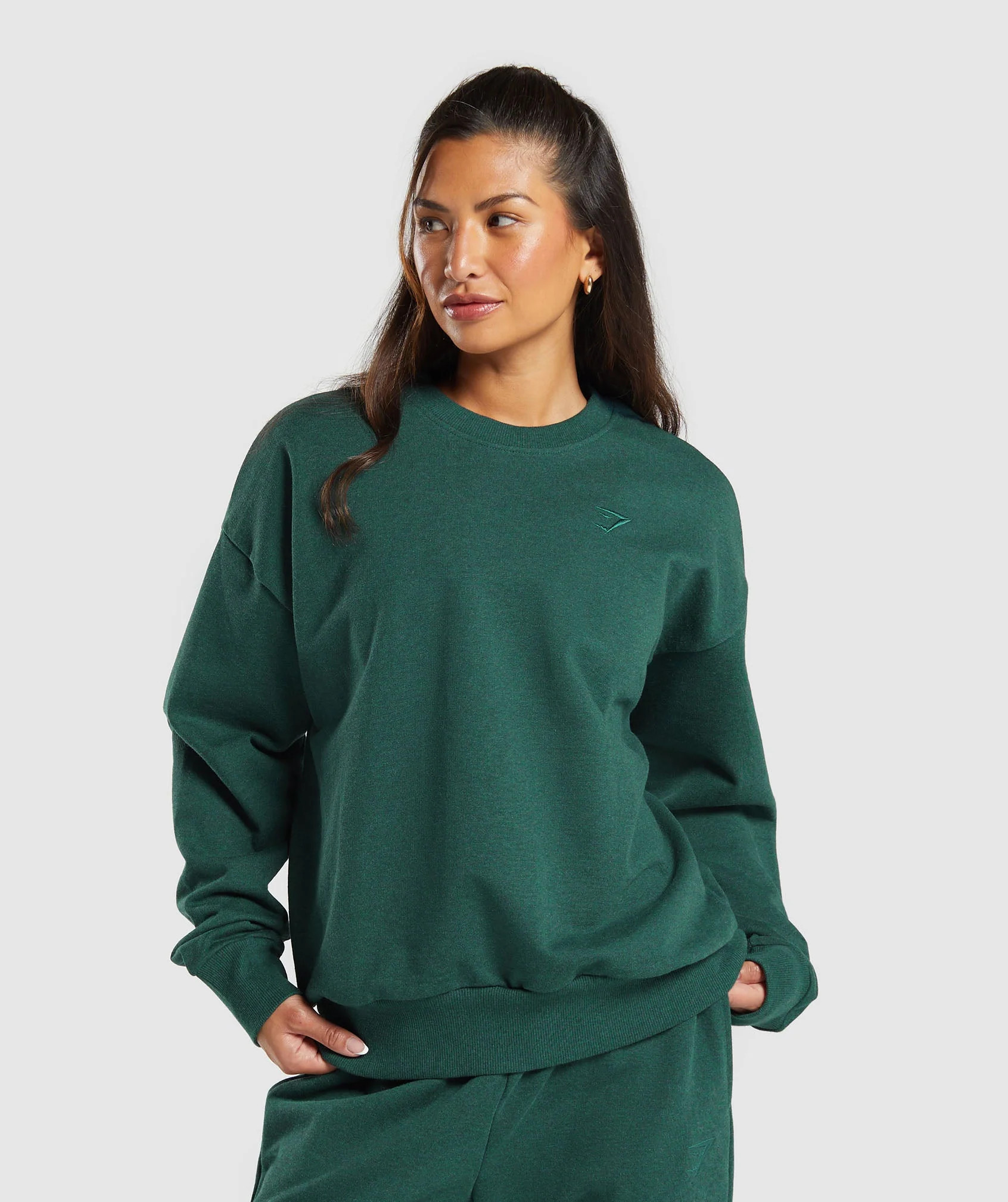 Gymshark Rest Day Sweats Oversized Crew - Bros Bold Teal Marl | Gymshark US