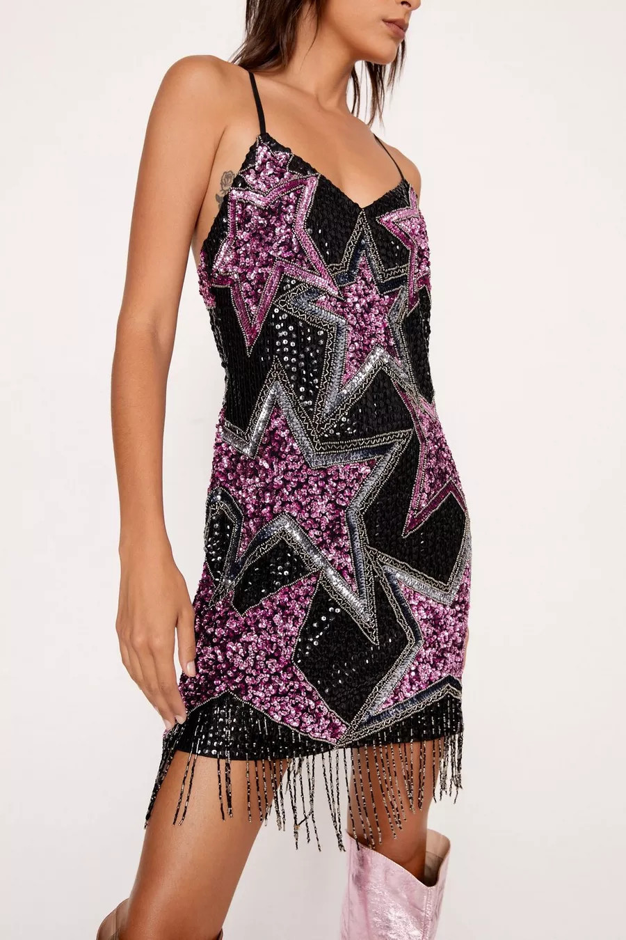 Tassel Beaded Star Mini Dress | Nasty Gal (US)