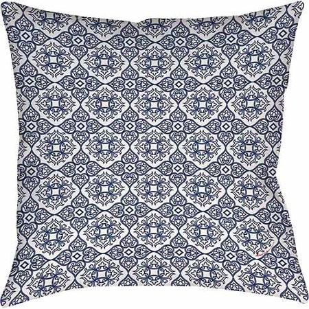 Thumbprintz Winter Garden Baroque Navy on White Indoor/Outdoor Pillow - Walmart.com | Walmart (US)