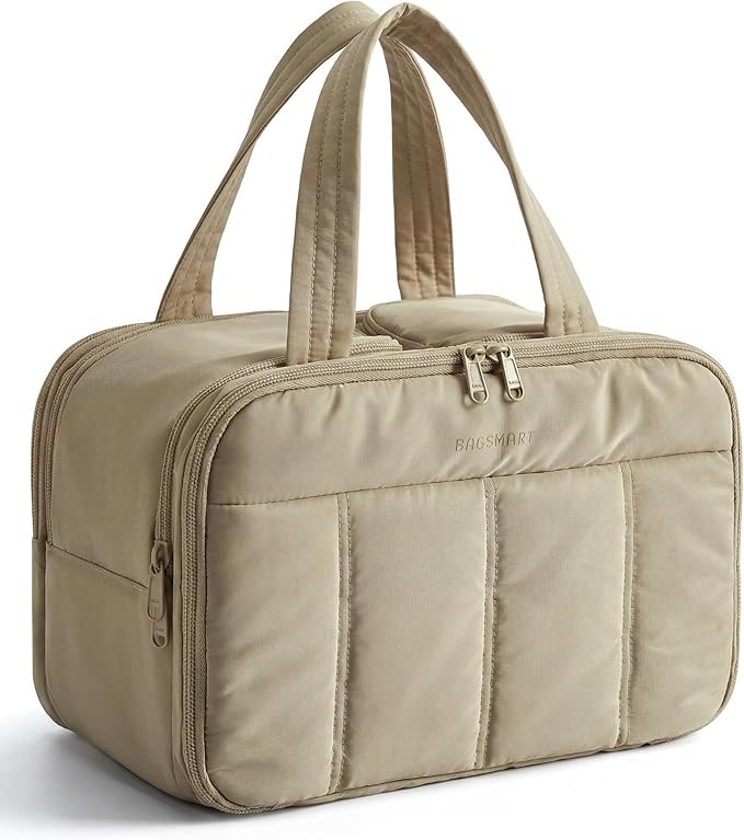 BAGSMART Travel Toiletry Bag, Puffy Large Toiletry Bag for Women, Lightweight Cosmetic Makeup Bag... | Amazon (US)