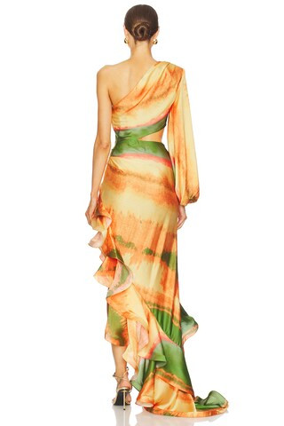 Hanna Horizon Gown in Orange Multi | Revolve Clothing (Global)