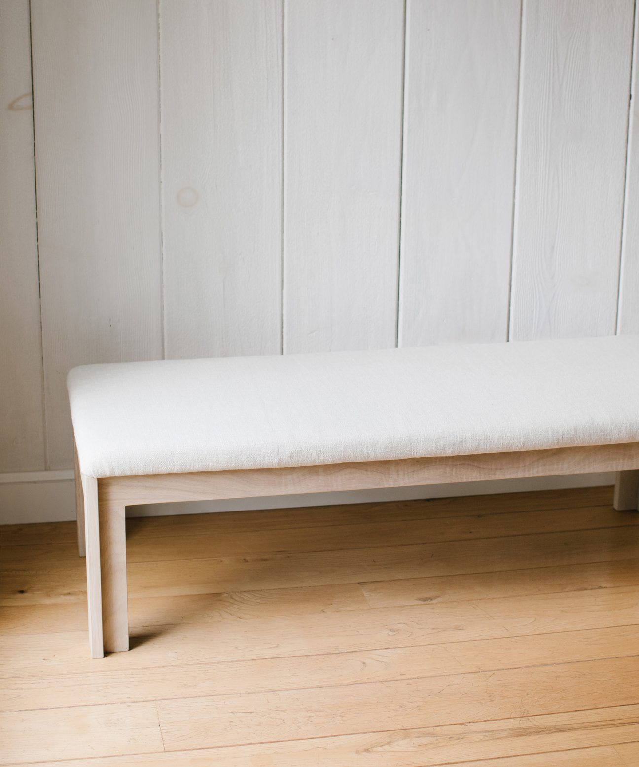 Upholstered Bench - Textured Natural Linen | Jenni Kayne | Jenni Kayne