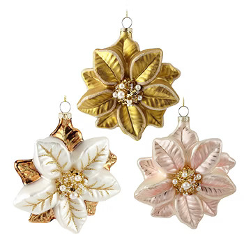North Pole Trading Co. Glass Poinsettia 3-pc. Christmas Ornament | JCPenney