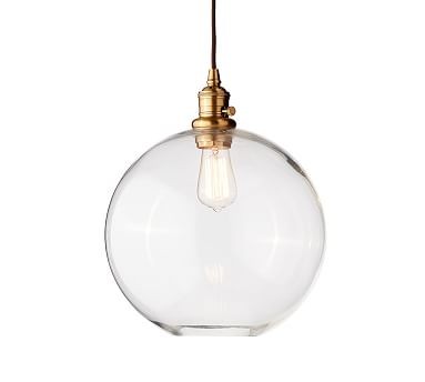 Classic Glass Globe Pendant Hood + 6' Brass Cord Kit , Large | Pottery Barn (US)