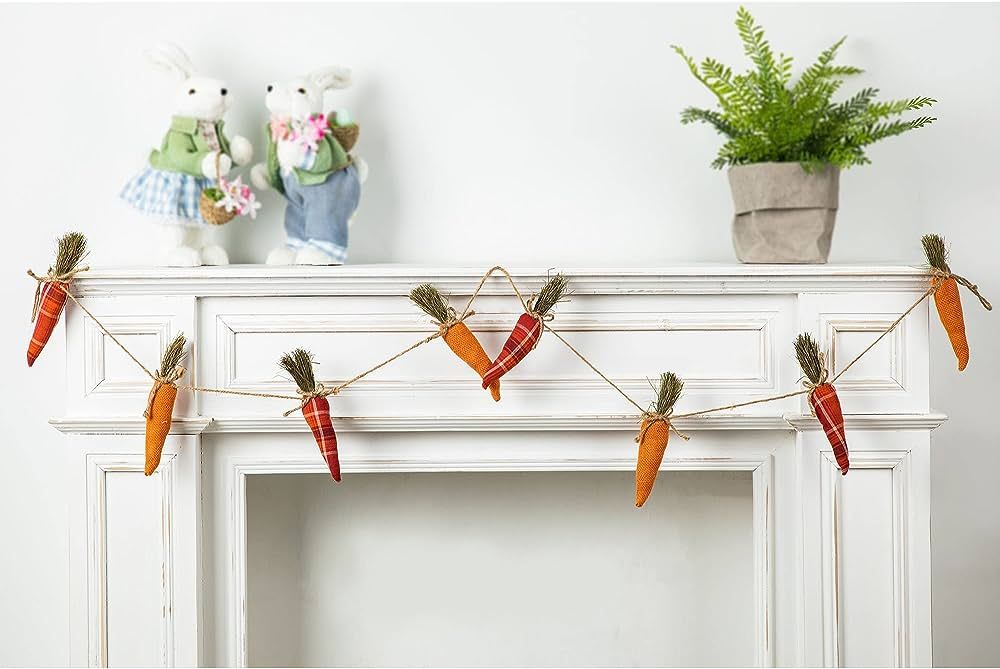 Glitzhome 6ft Burlap Carrots Easter Garland, Hanging Easter Garland Carrots Sign for Wall Window ... | Amazon (US)