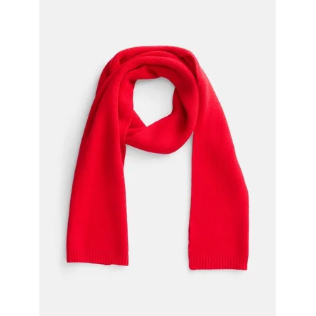 Scenario Women's Knit Oblong Scarf with Ribbed Trim, Brilliant Red | Walmart (US)