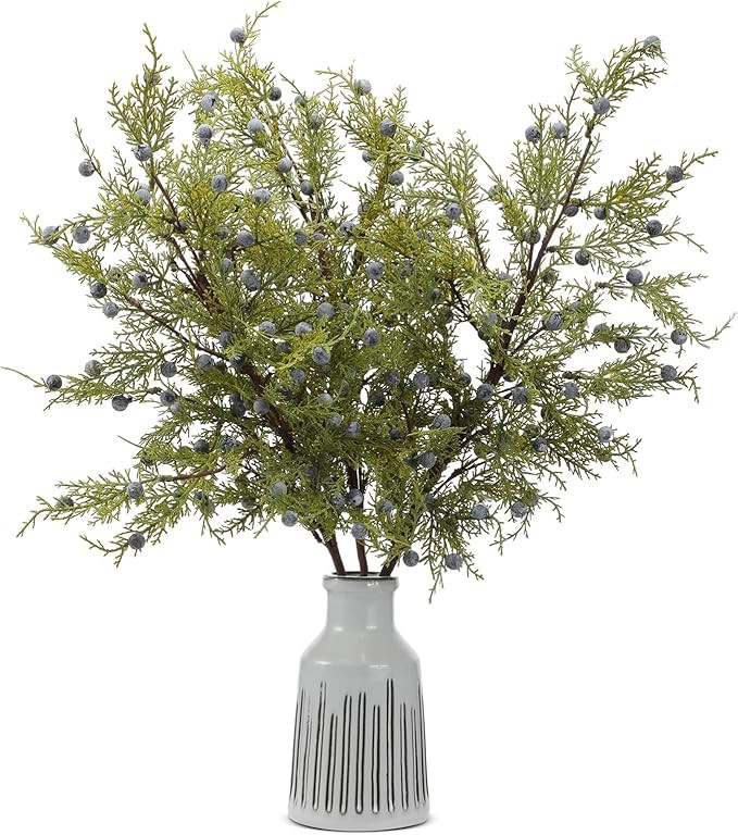 Giegxin 3 Pcs 30 Inch Artificial Juniper Cedar Sprays and Berries Branch Faux Cedar Stems Weather... | Amazon (US)