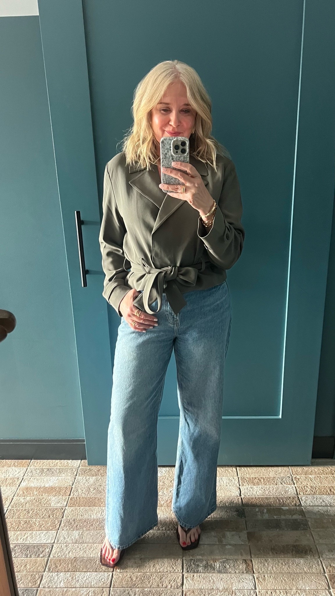 Dressed up denim
Jeans sized up one
Jacket wearing a medium