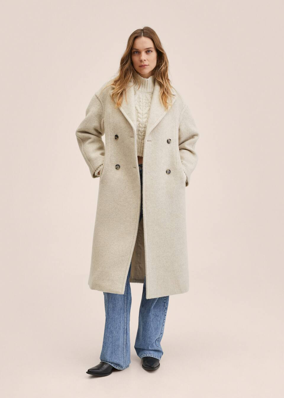 Double-breasted wool coat | MANGO (UK)