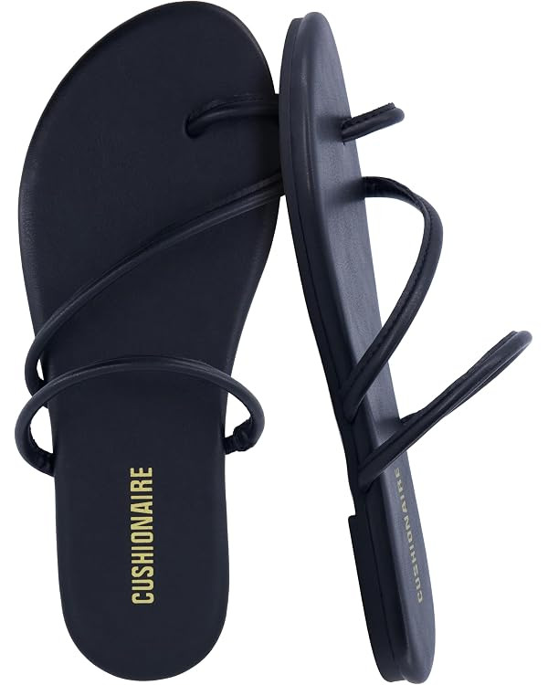 CUSHIONAIRE Resort Strappy Sandals for Women, Vegan Leather Memory Foam Flat Women's Sandals with... | Amazon (US)