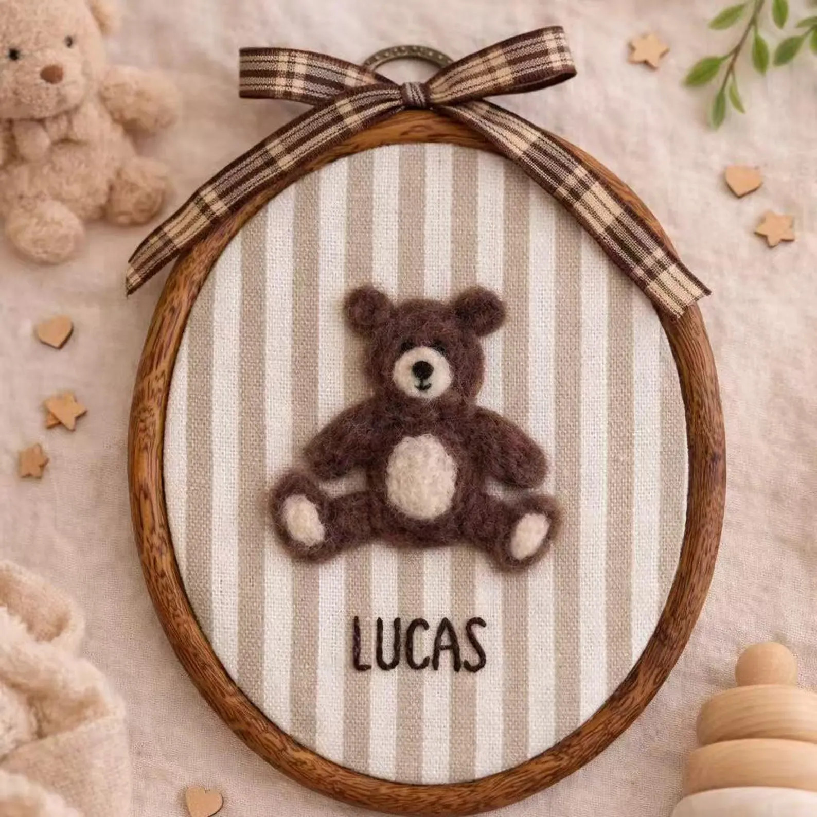 Personalized Needle Felt Animal Hoop with Custom Kids Name, Baby Shower Gift, Baby Heirloom | Etsy (Global)
