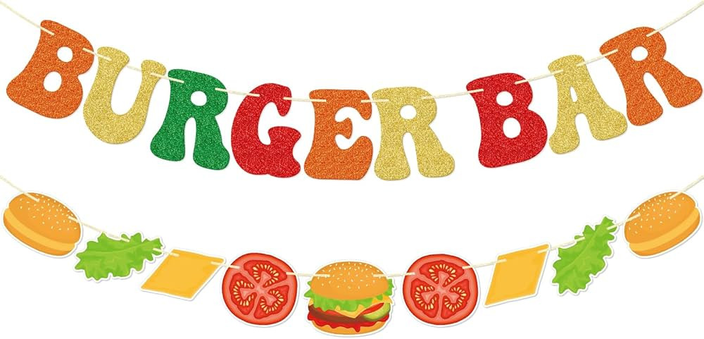 Burger Bar Decorations, Burger Party Decorations, Fast Food Party Decor, Burger Birthday Banner, ... | Amazon (US)