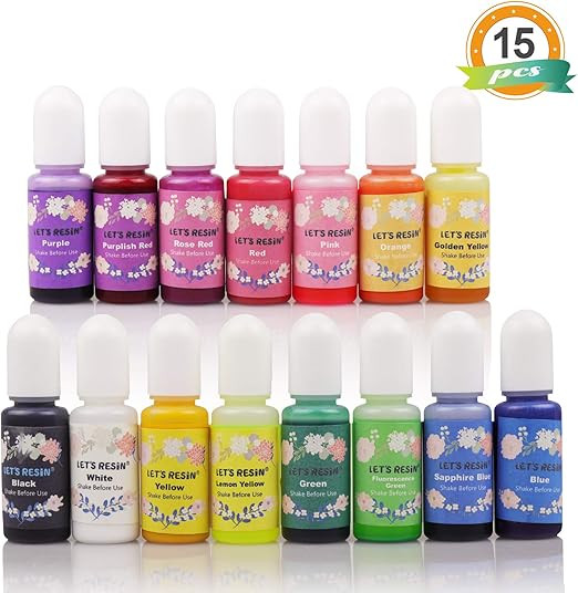 LET'S RESIN 15 Colors Epoxy Pigment, Translucent Liquid Resin Colorant Each 0.35oz, Non-Toxic Epo... | Amazon (US)