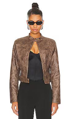 LIONESS Bella Moto Jacket in Chocolate from Revolve.com | Revolve Clothing (Global)