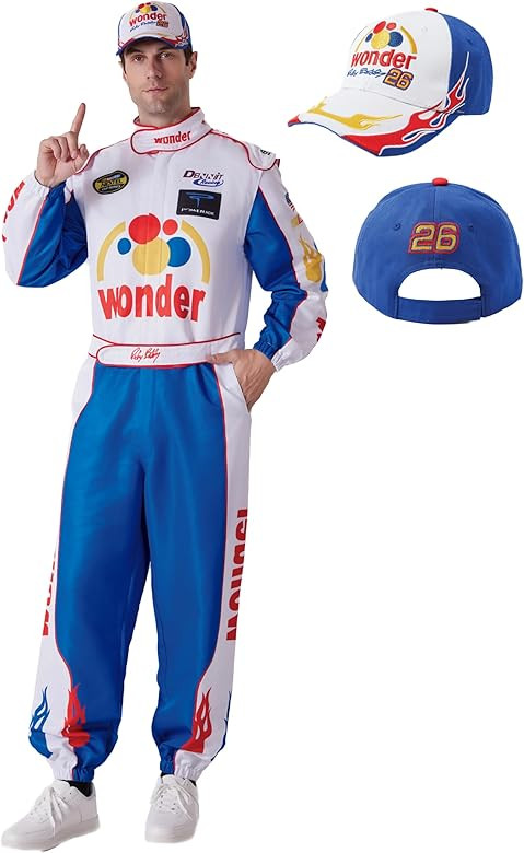 Maxim Party Supplies Jumpsuit Men Race Car Driver Costume With Embroidered Hat Men's Halloween Co... | Amazon (US)