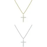 PAVOI 14K Gold Plated Cross Faith Pendant Necklaces for Women | White & Yellow Pack Cubic Zirconi... | Walmart (US)