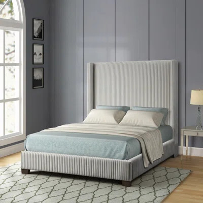 Upholstered Bed-In-A-Box With Pleated Detailing, Sturdy Construction, Easy Assembly, Modern Design | Wayfair North America