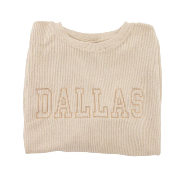 Collegiate Embroidered Corded Sweatshirt | Sprinkled With Pink