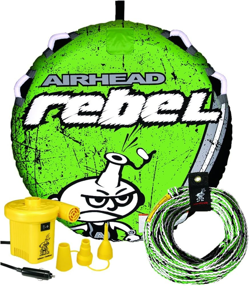 Airhead Rebel Towable Kit 1 Rider Tube with Rope and Pump, Kwik-Connect Tow, Double-Stitched Full... | Amazon (US)