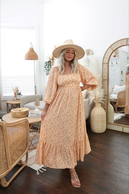 Summer floral maxi dress with puff sleeves. Boho style. Use code: MICAH.JULIET25OFF for 25% off your purchase! 

#LTKunder50 #LTKsalealert #LTKSeasonal