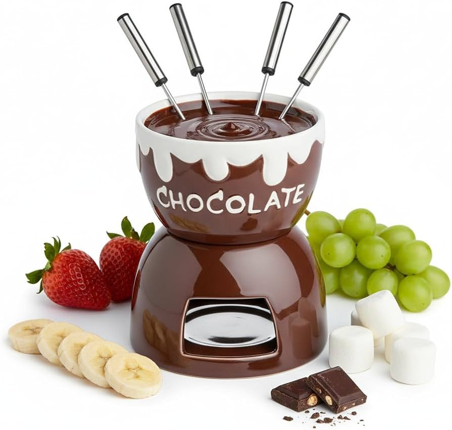 BUTLERS Chocolate Fondue Set Ceramic 480 ml 4 Stainless Steel Forks - CHOCOLATE LOVE - Chocolate ... | Amazon (DE)