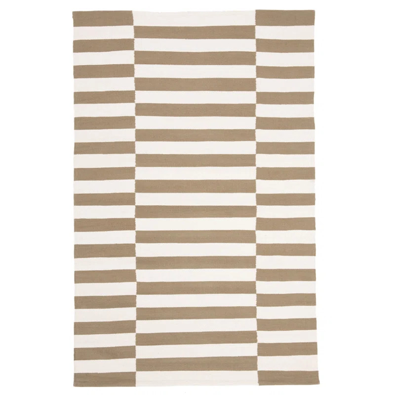 Ludlow Stripe Flatweave Cotton Sepia Area Rug | Wayfair North America