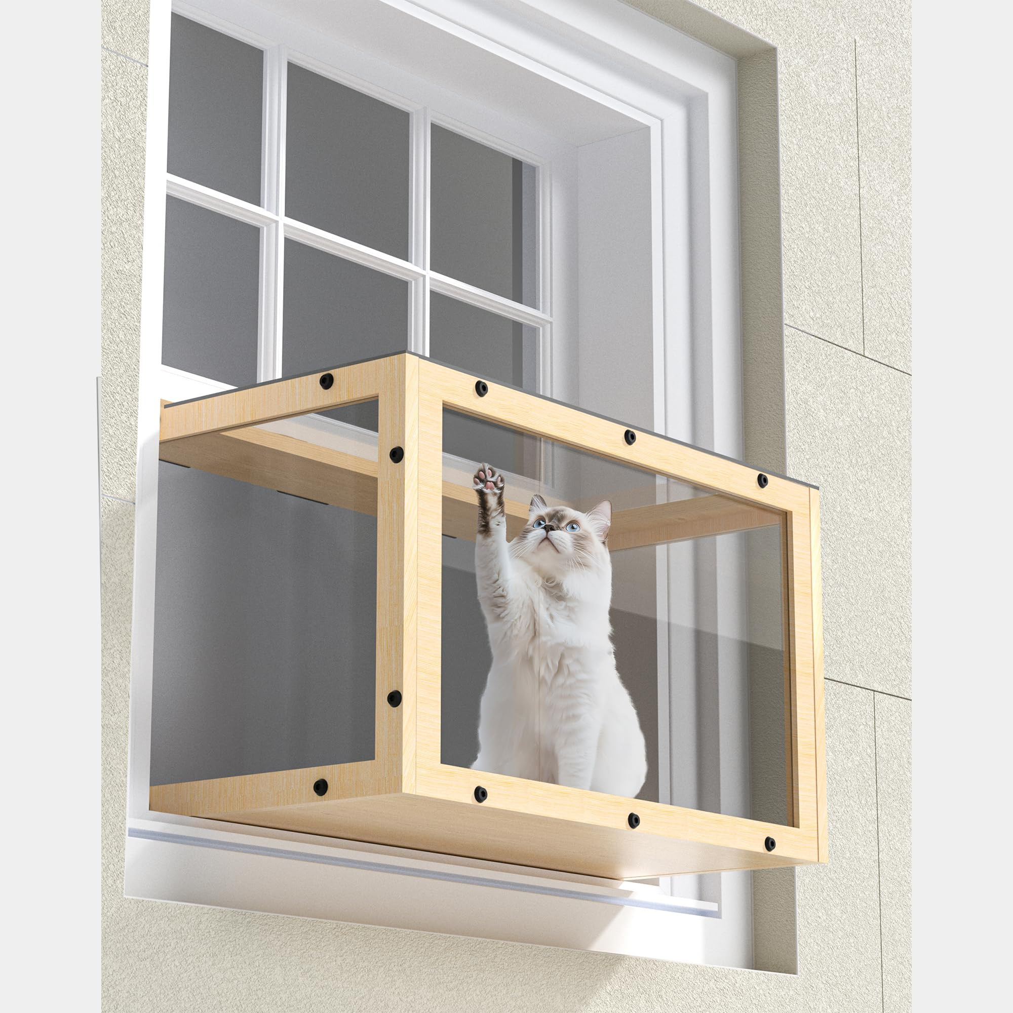 Window Cat Perch Catio, Wood Cat Window Box, Window Catio for Indoor Cats. Suitable Single Hangin... | Amazon (US)