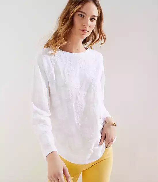 Floral Jacquard Shirttail Top | LOFT | LOFT