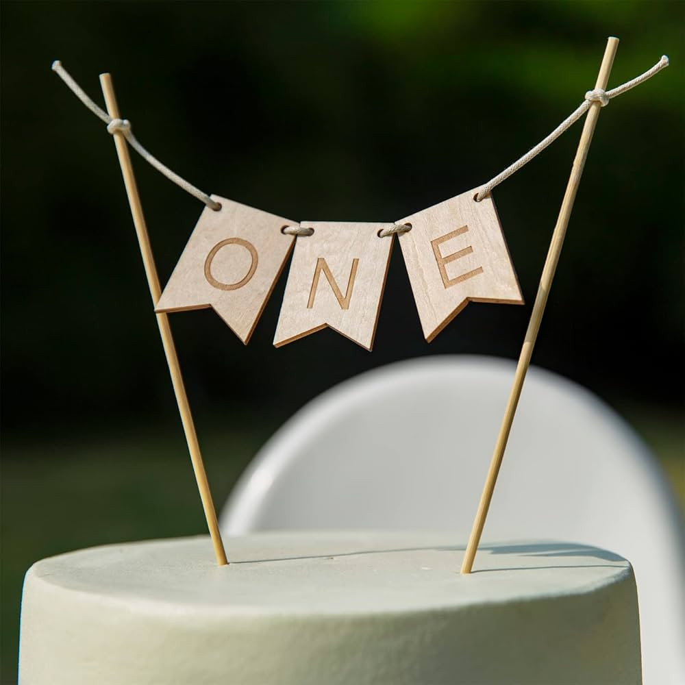 Wood One Cake Topper - 1 st Birthday Cake Decorations, First Birthday Cake Topper, Cake Topper Wo... | Amazon (US)