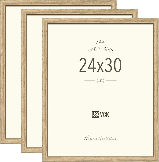 VCK 24x30 Poster Frame Set of 3 - Oak, Natural Solid Wood Picture Frames, Wall Hanging | Amazon (US)