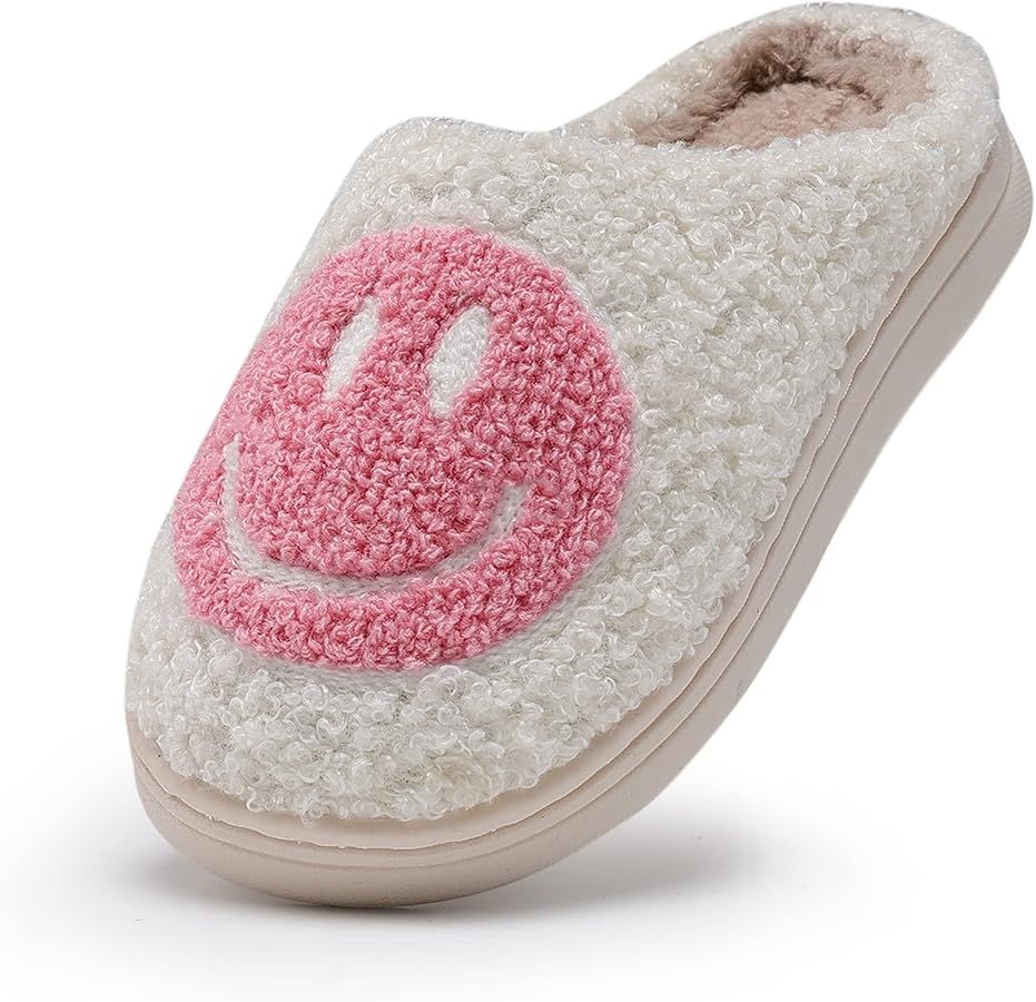 Cute Kids Smile Face Slippers for Girls Boys Soft Plush Happy Face Slippers Non-Slip Toddler Warm... | Amazon (US)